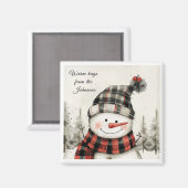 Personalized Snowman Christmas with Family Name Magneet (Voorkant / Achterkant)