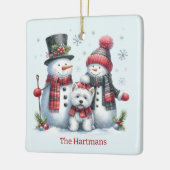 Personalized Snowman Couple with Westie Ornament (Links)