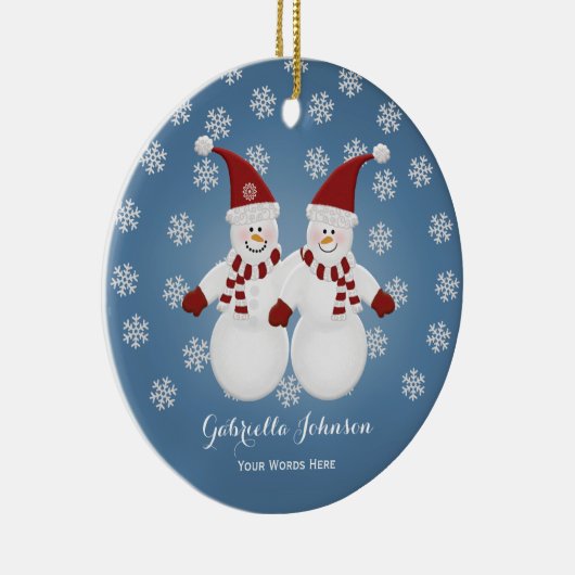 Personalized Snowman Twins Ornament (Rechts)