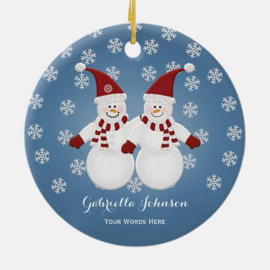 Personalized Snowman Twins Ornament (Achterkant)