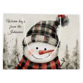 Personalized Snowman Winter Hug Family Name Groot Cadeauzakje (Achterkant)