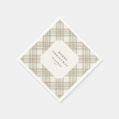 Personalized Soft Beige Gingham Merry Christmas Servet (Hoek)