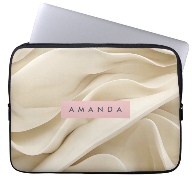 Personalized Soft Cream Abstract Minimal Flow  Laptop Sleeve (Voorkant)