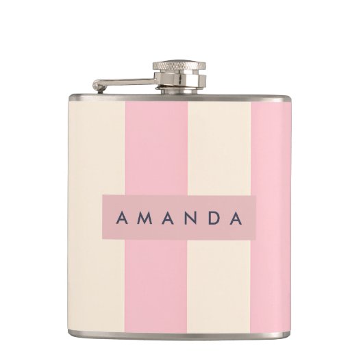 Personalized Soft Pink and Cream Stripe Heupfles (Voorkant)
