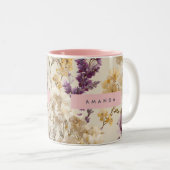 Personalized Soft Wildflower Meadow Floral Tweekleurige Koffiemok (Voorkant rechts)