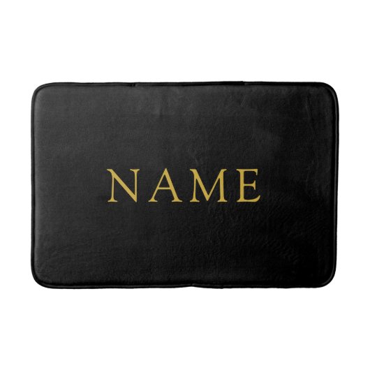 Personalized Solid Black Bath Mat with Custom Name (Voorkant)
