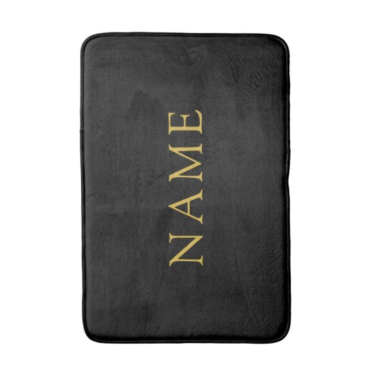Personalized Solid Black Bath Mat with Custom Name (Voorkant Verticaal)