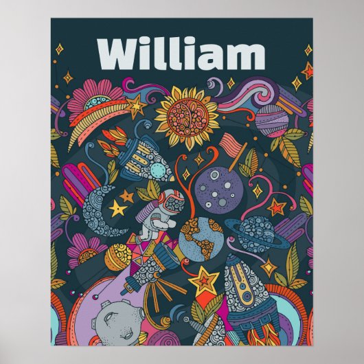 Personalized Space Name Poster for Kids  (Devant)