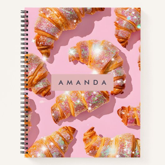 Personalized Sparkle Croissant Style Notitieboek (Voorkant)
