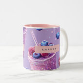 Personalized Sparkling Berry Bliss Purple Smoothie Tweekleurige Koffiemok (Voorkant rechts)