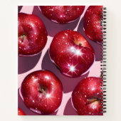 Personalized Sparkling Red Apple Pink Background Notitieboek (Achterkant)