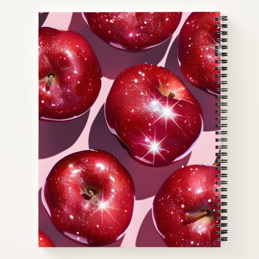 Personalized Sparkling Red Apple Pink Background Notitieboek (Achterkant)