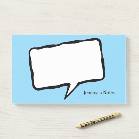 Personalized speech bubble blue Post-it® notes (Sur un bureau)