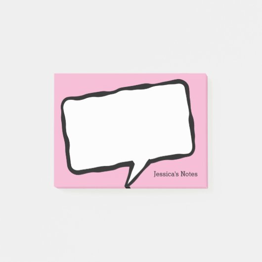 Personalized speech bubble pink Post-it® notes (Devant)