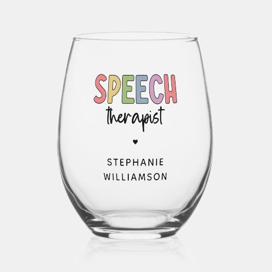 Personalized Speech Therapist SLP Wijnglas Zonder Voet (Voorkant)
