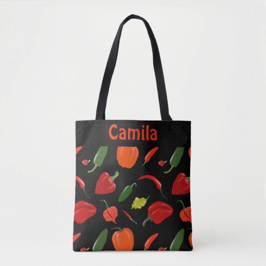 Personalized Spicy Peppers Pattern Tote Bag (Devant)