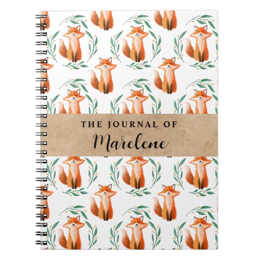Personalized Spiral Photo Notebook – Cute Fox Notitieboek (Voorkant)
