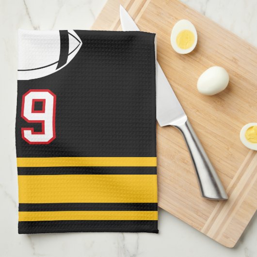 Personalized Sports Towel | Custom Football Player Theedoek (Quarter Fold)