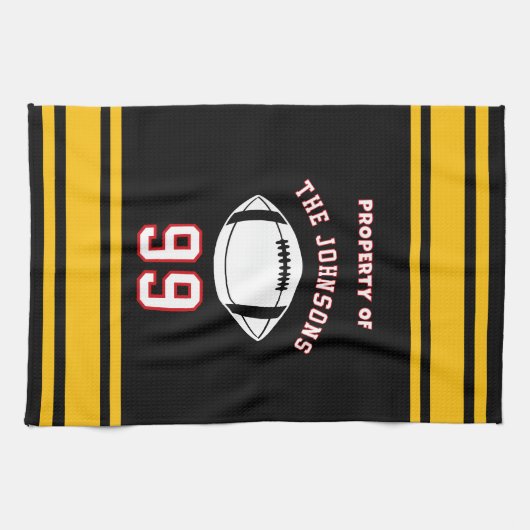 Personalized Sports Towel | Custom Football Player Theedoek (Horizontaal)