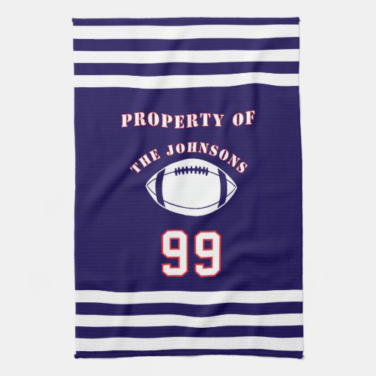 Personalized Sports Towel | Custom Football Player Theedoek (Verticaal)