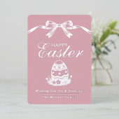 Personalized Spring Easter Egg Silver Bow Folie Feestdagenkaart (Staand Voorkant)