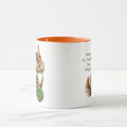 Personalized St. Patrick’s Day Long-Haired Cat Mug Mok (Midden)