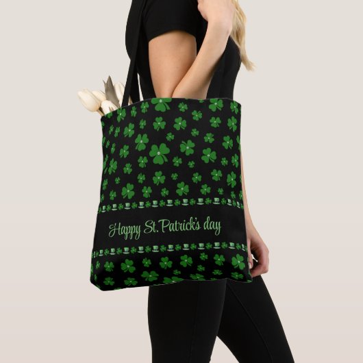Personalized St. Patrick’s Day Shamrock on Black Draagtas (Dichtbij)