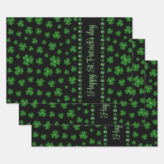 Personalized St. Patrick’s Day Shamrock on Black Inpakpapier Vel (Set)