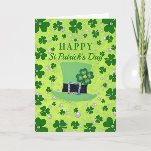 Personalized St. Patrick’s Day Shamrock with Pearl Kaart (Voorkant)
