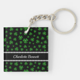Personalized St. Patrick’s Day Shamrock with Pearl Sleutelhanger