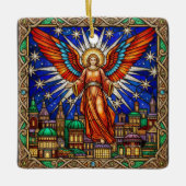 Personalized Stained Glass Archangel Jerusalem  Keramisch Ornament (Voorkant)