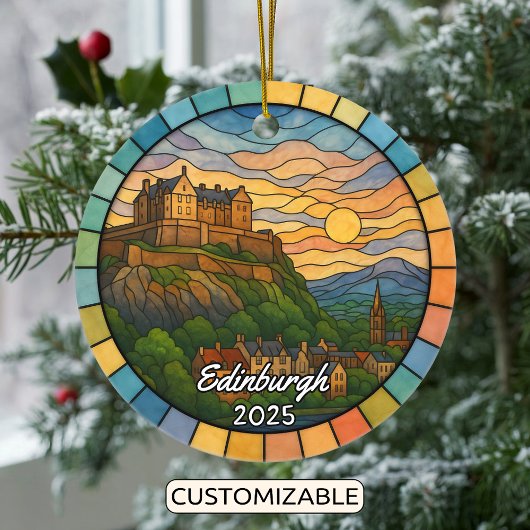 Personalized Stained Glass Edinburgh, Scotland Keramisch Ornament