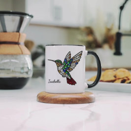 Personalized Stained Glass Hummingbird Coffee Cup  Mok