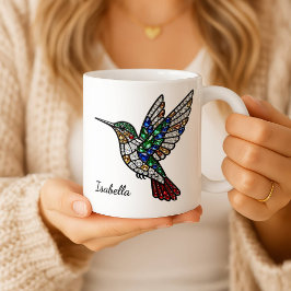 Personalized Stained Glass Hummingbird Coffee Cup  Tweekleurige Koffiemok