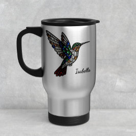 Personalized Stained Glass Hummingbird Travel Mug Reisbeker