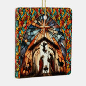 Personalized Stained Glass Nativity Scene Christma Keramisch Ornament (Rechts)