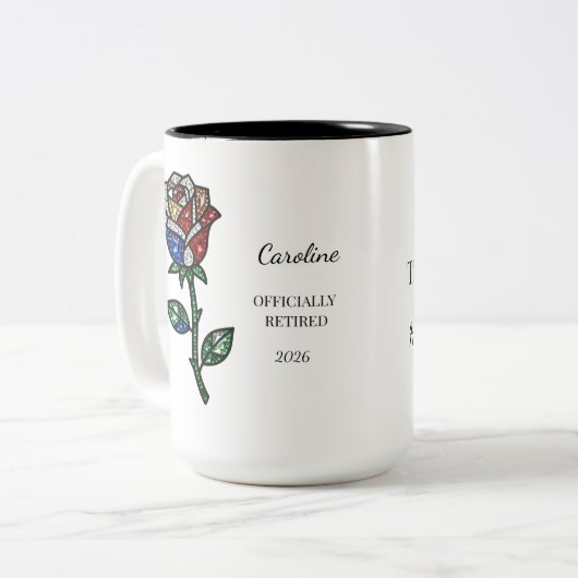 Personalized Stained Glass Rose Retirement Mug (Devant gauche)