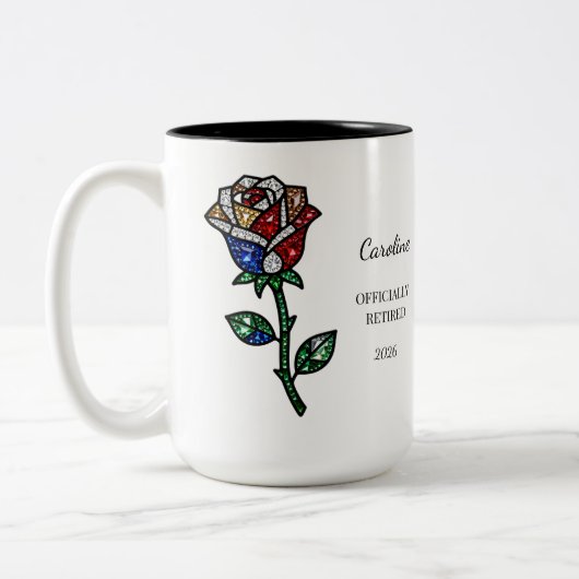 Personalized Stained Glass Rose Retirement Mug  (Gauche)