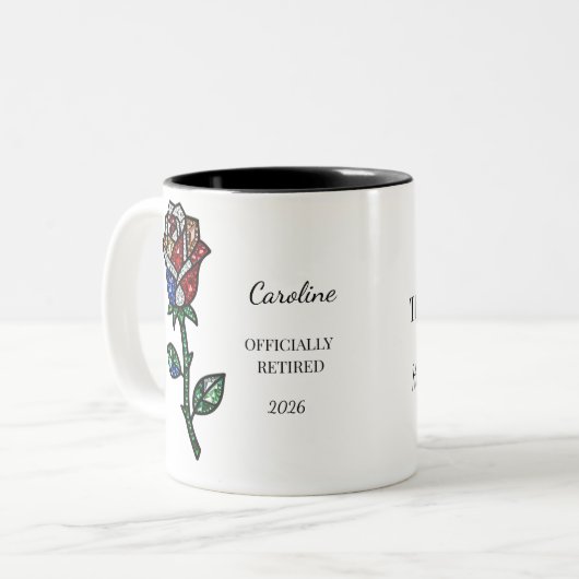 Personalized Stained Glass Rose Retirement Mug  (Devant gauche)