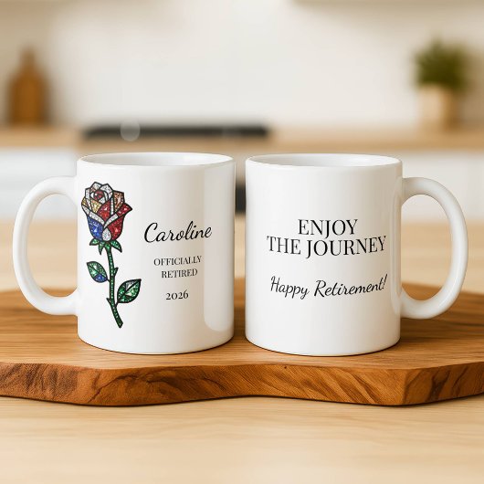 Personalized Stained Glass Rose Retirement Mug