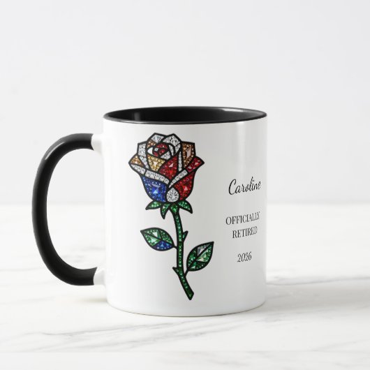 Personalized Stained Glass Rose Retirement Mug  Mok (Links)