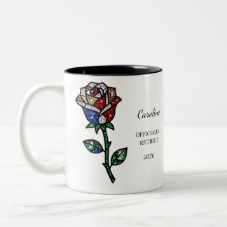 Personalized Stained Glass Rose Retirement Mug  Tweekleurige Koffiemok