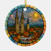 Personalized Stained Glass Zagreb, Croatia Keramisch Ornament (Voorkant)
