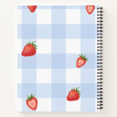 Personalized Strawberry & Blue Gingham Pattern Notitieboek (Achterkant)