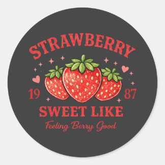 Personalized Strawberry Sweet Custom Birth Year Ronde Sticker