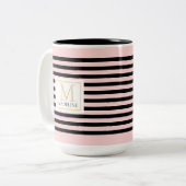 Personalized Stripe Name Mug Pink (Devant gauche)