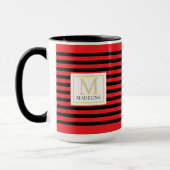 Personalized Stripe Name Mug Red Black White (Gauche)
