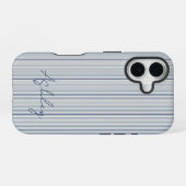 Personalized Striped Blue Tones Minimalist Chic iPhone 16 Hoesje (Achterkant horizontaal)