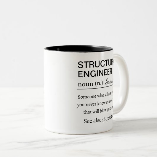 Personalized Structural Engineer Definition Funny  Tweekleurige Koffiemok (Voorkant rechts)