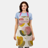 Personalized Stylish Mid Century Floral Art  Schort (Gedragen)